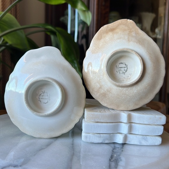 Antique Pair of Royal Winton Lotus Lusterware Bowls Attached Handle Saucer Plate - Picture 11 of 16